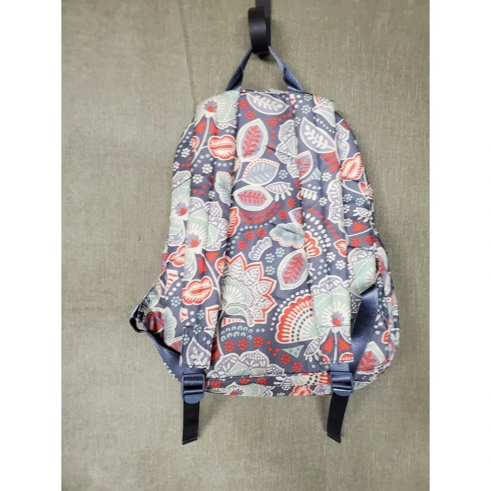 Vera Bradley Nomadic Floral Lighten Up Backpack Gray Coral Mint Canvas Bag